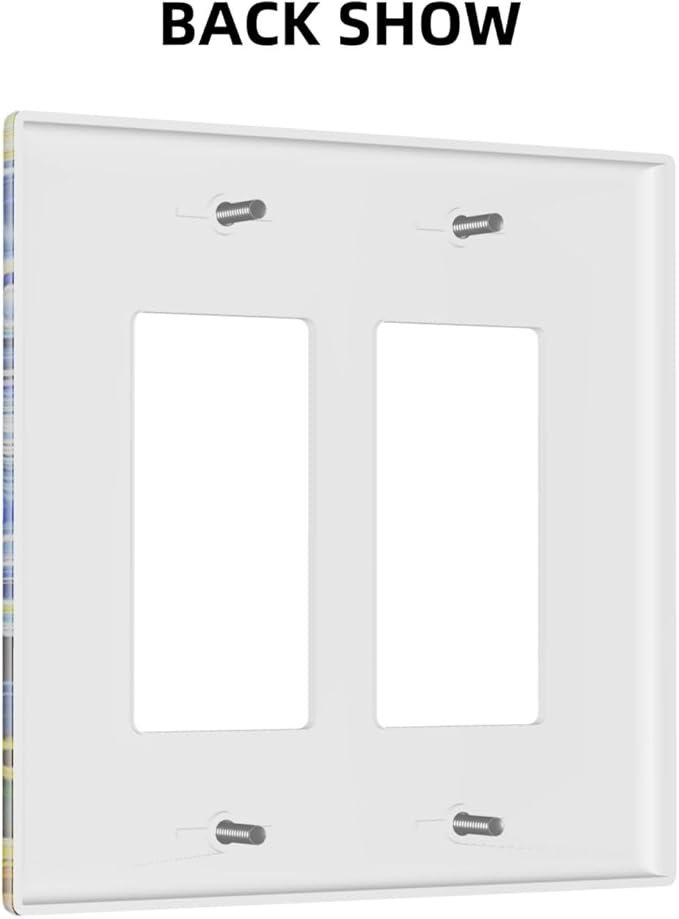 Vintage Abstract Blue Starry Sunflower 2 Gang Rocker Decora Light Switch Covers Dual Outlet Covers Wall Plate Decorative Switchplate Electrical Faceplate GFCI for Farmhouse Country Bedroom Decor