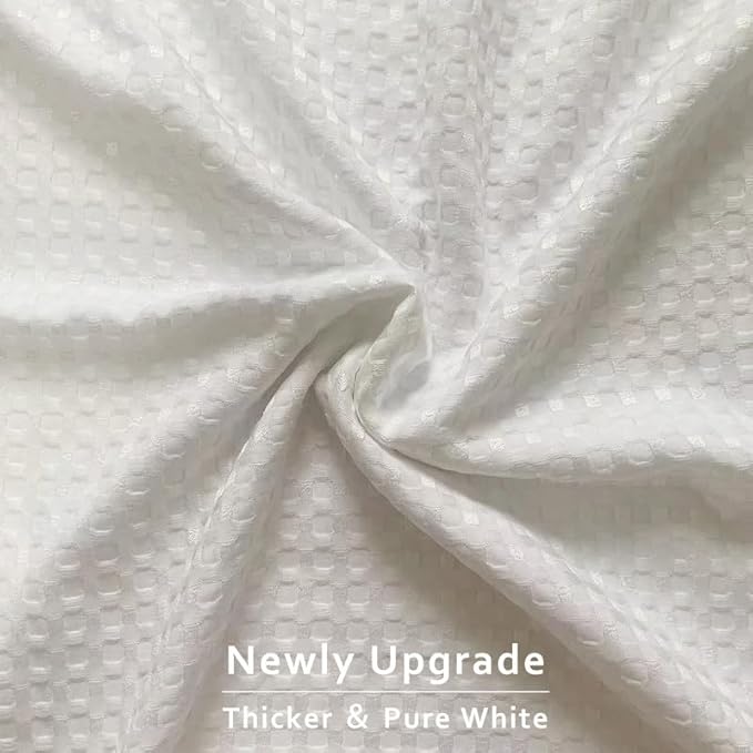 MIYE Pleated Waffle Weave Bed Skirt, Tailored Dust Ruffle 16 Inch Drop Easy Fit, Machine Washable (White, Queen - 16" Drop)