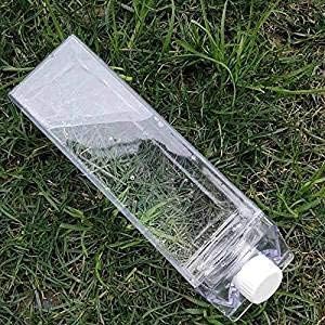 Jinberry 500ml/17Oz Cute Clear Milk Carton Water Bottle Portable Drinkware for Outdoor Climbing Tour or Camping
