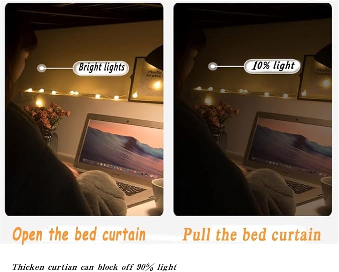 Thicken Bunk Bed Curtains Thicken 650g Privacy Bed Canopy Drapes Blackout Bottom Bunk Bed Curtains Breathable Dustproof Cloth Curtains Loft Dorm Curtain 2 Panels