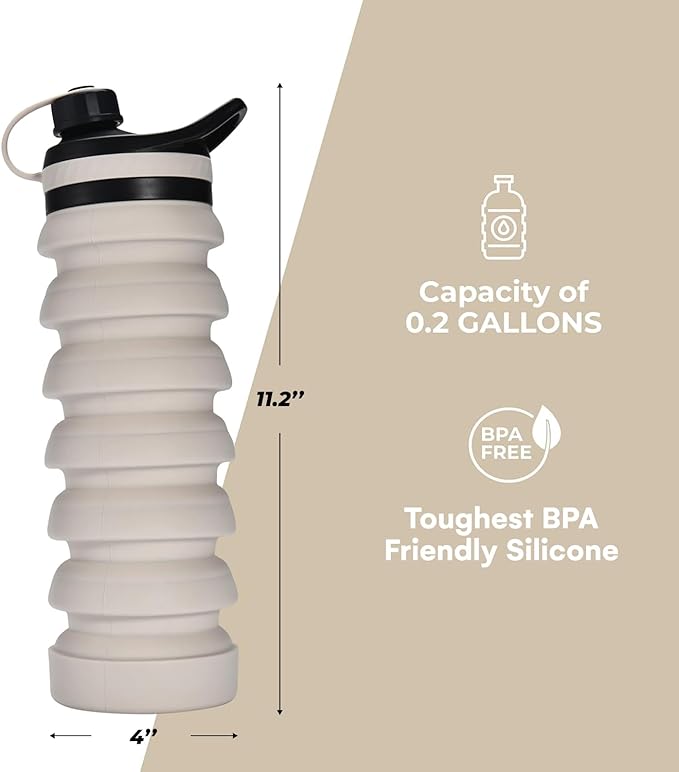Hydrate Bottles Collapsible Water Bottle,Silicone Foldable Water Bottle,BPA Free, Portable, and Lightweight Design,Perfect for Indoor, Outdoor, Travel, Office, and Home, Leak-Proof, and Safe