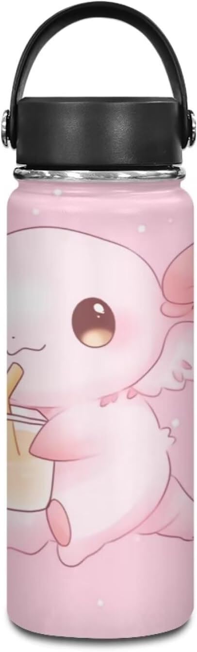 Axolotl Insulated Stainless Steel Water Bottle with Top Handle 20 Oz Vacuum Stainless Steel Sports Travel Water Bottle for Women Men