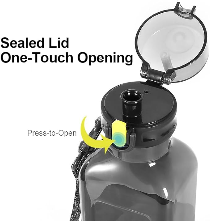 Sports Square Water Bottle 24 oz Reusable Drinking Bottle Portable Leakproof BPA-Free Plastic Water Bottles for Travel Picnic Gym Camping School(Black)