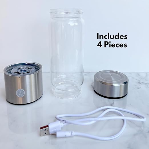 Hydroh Hydrogen Water Bottle Generator 3Min Quick Electrolysis, Rechargable, Hydrohealth Portable Water Ionizer Machine for Home Travel Office Gym, Hydrogen Rich Water Glass Health