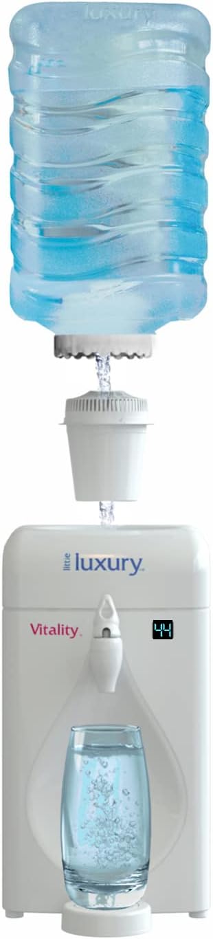 Little Luxury Vitality Mini Water Cooler with Filter, Countertop, Fill At Your Tap, Refillable, BPA-Free 1.8-Gallon Bottle, Filter and Cools Tap Water