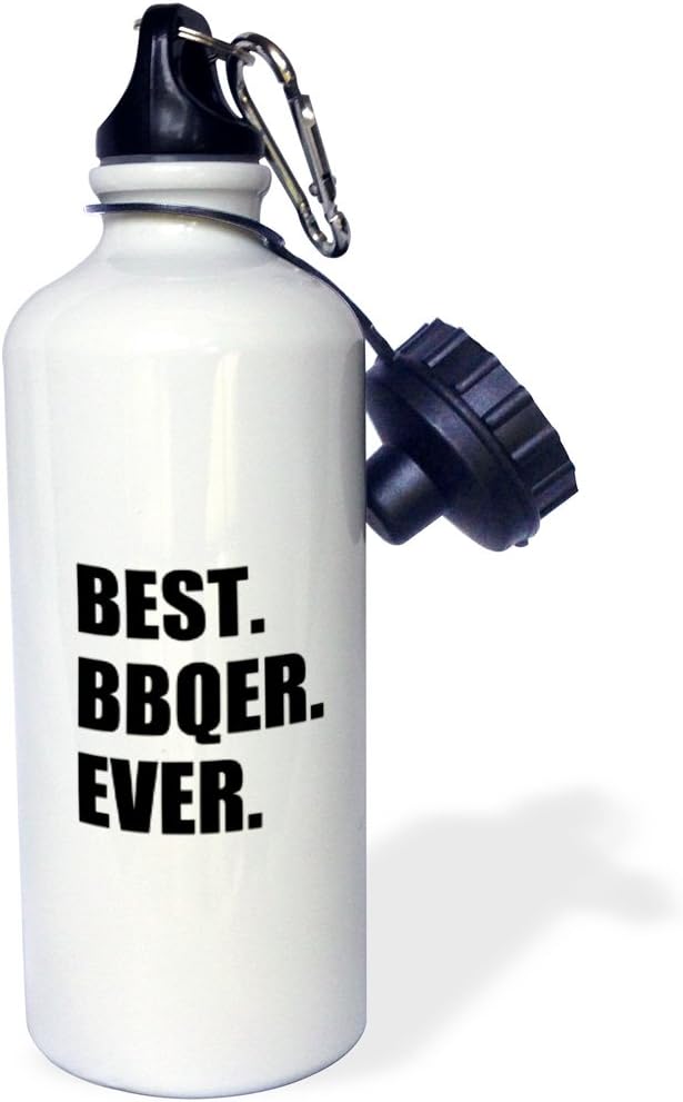 3dRose Bear Bib Best BBQer Ever-bbq chef grill king barbecuer-Sports Water Bottle, 21oz , Multicolored