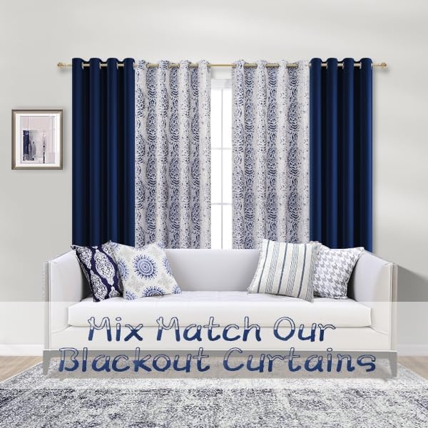 Navy Blue Curtains 84 Inch Length for Dorm Classroom 2 Panels Set Grommet Window Treatments Shade Sun Heat Blocking Dark Room Darkening No Light Blackout Curtains for Living Room 84 Inches Long