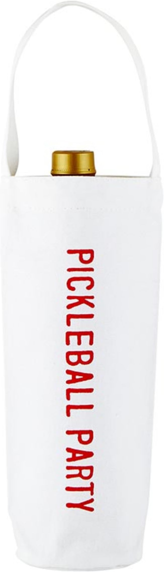 Santa Barbara Design Studio Canvas Wine Bag With Handle Reusable Gift Tote, 3.5" W x 11" H, Pickleball Party