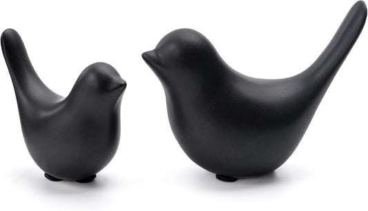 Notakia Small Birds Statues Home Decor Modern Style Decorative Ornaments for Living Room, Bedroom, Office Desktop, Cabinets (Black 2Pcs Birds)