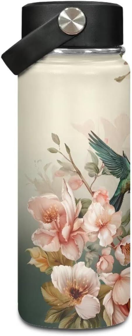 Hummingbird Insulated Water Bottle for Women Stainless Steel Water Bottle 20 Oz Vacuum Flask Sports Water Bottle Travel Cup Coffee Mug