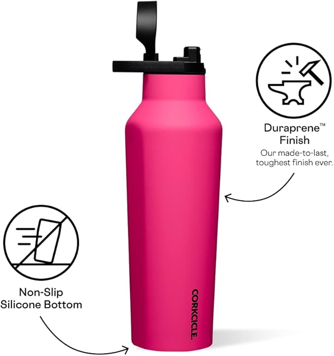 Corkcicle Sport Canteen Insulated Tumbler, Dragonfruit, 20 oz – Reusable Water Bottle Keeps Beverages Cold for 25 Hours & Hot 12 Hours – Cupholder Friendly Tumbler with Screw-On Cap