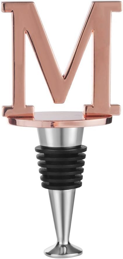 Miicol Wine Stopper, Prosecco Stopper, Wine Bottle Stopper, Personalised Champagne Stopper, Rose Gold Wine Accessories, Wine Lovers Gift, Monogram Gift, Letter M