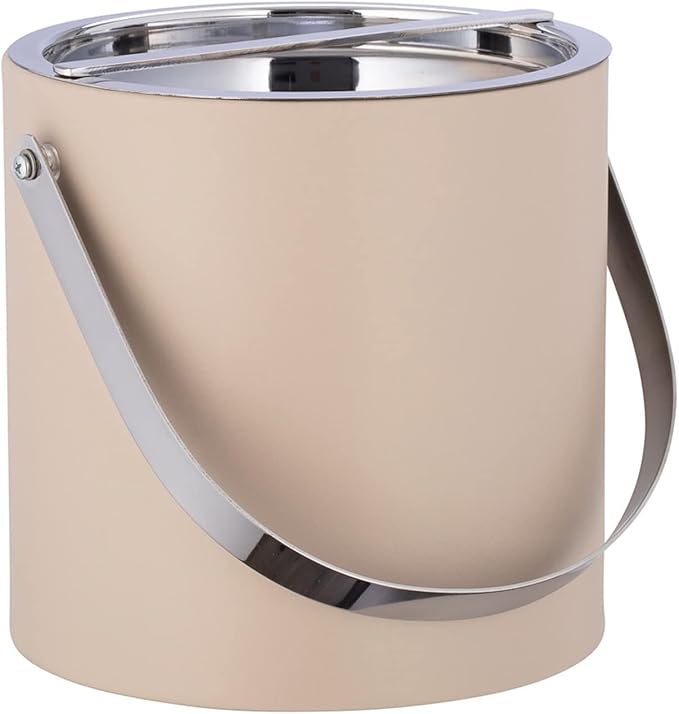 Kraftware 3qt Polished Chrome, Taupe Manhattan 3 quart Ice Bucket, Small