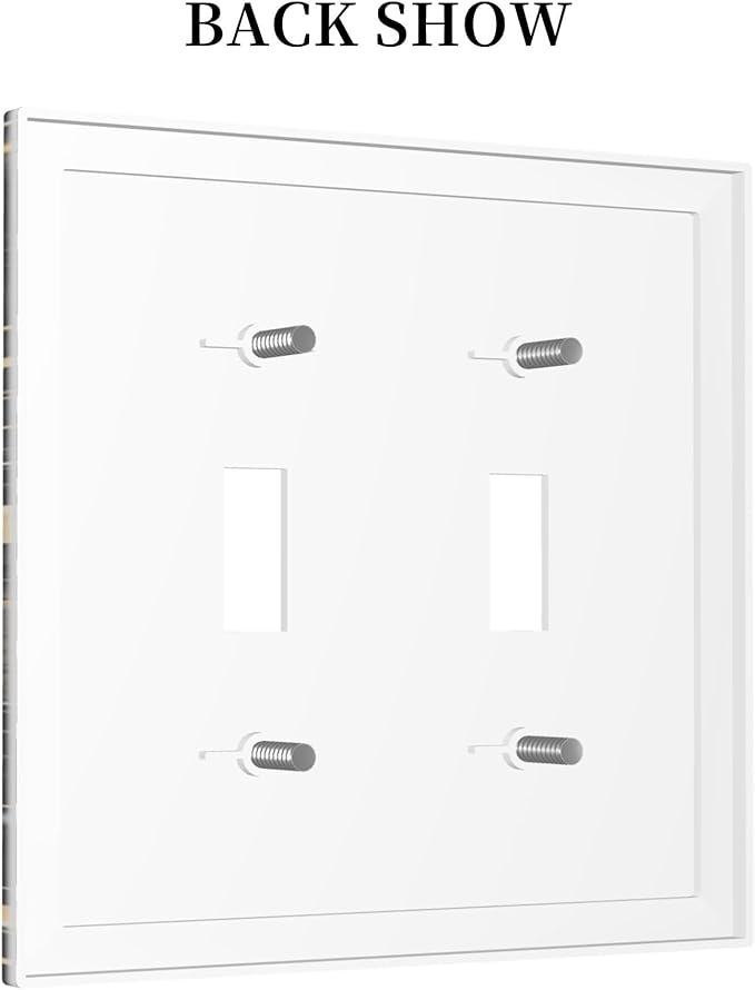 Golden Veins Marble Double Toggle Light Switch Covers 2 Gang Wall Plate Dual Decorative Switchplate Electrical Faceplate for Bathroom Country Kitchen Bedroom Decor, 4.9" x 5"