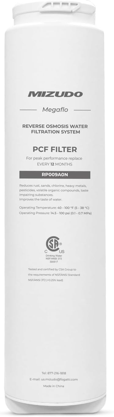 PCF Filter, Replacement for MIZUDO Megaflo 800GPD and Megaflo 1000GPD Reverse Osmosis System, 12-month Lifetime, 5-in-1 Structure Composed