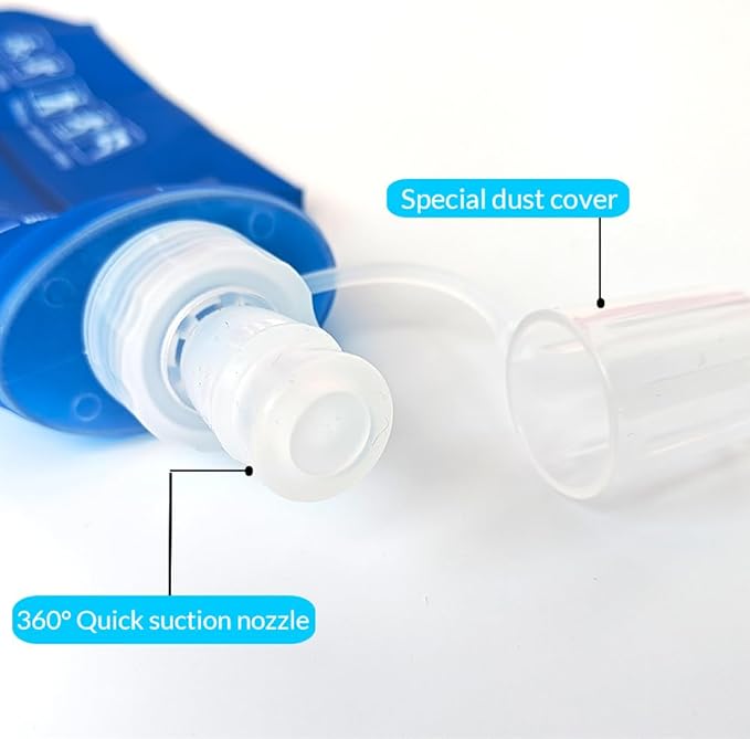 500 ml/17 oz Soft Flask, Flexible TPU Soft Water Flask for Running Vest, BPA-Free Hydration Flask for Running, Hiking, Cycling, Climbing-Blue