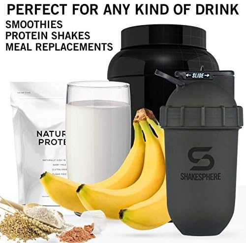 SHAKESPHERE Tumbler: Protein Shaker Bottle and Smoothie Cup, 24 oz - Bladeless Blender Cup Purees Raw Fruit with No Blending Ball - Drink Powder Mix Shake Mixer for Pre Workout, Gym (Matte White)