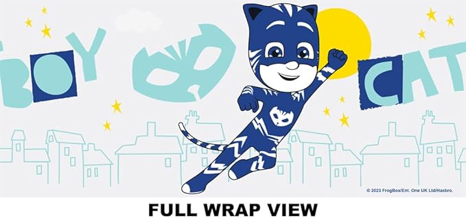 LOGOVISION PJ Masks Kids Tritan Plastic Water Bottle with Straw Lid and Handle, Reusable Tumbler for Toddlers, Unisex for Girls and Boys, 12oz, Big Catboy