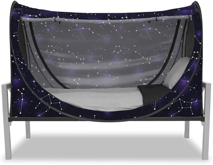Privacy Pop up Eclipse Bed Tent Bed Drapes (Starry Constellation, Full)