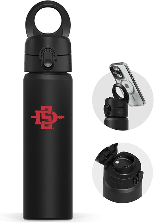 RHINOSHIELD AquaStand Magnetic Bottle 23 oz | Stainless Steel Insulated Sport Bottle w/MagSafe Handle, Adjustable Tripod, Rounded Spout & Leak-Proof - San Diego State University®