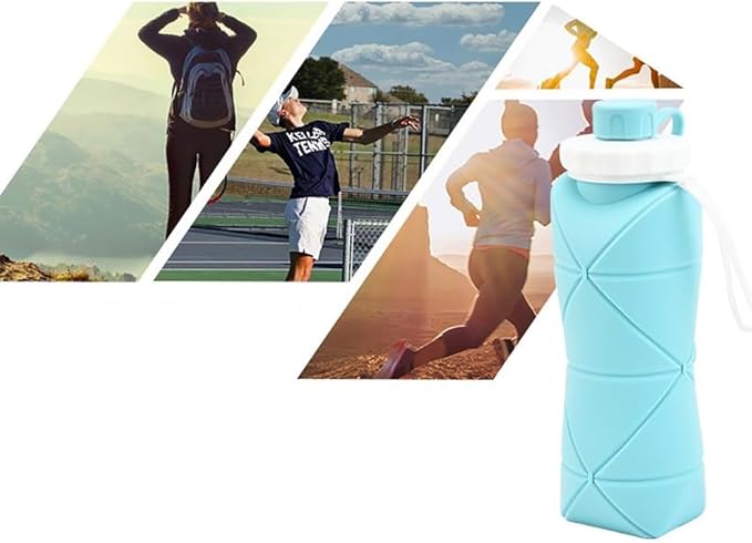 Collapsible Water Bottle, Silicone Foldable Water Bottles For Travel,Lightweight, Leakproof, and Reusable Perfect for Travel, Camping, Yoga, and Outdoor Sports,BPA Free, 20 oz(Gray)