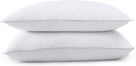 WOLKI Goose Feather Down Alternative Pillows Queen Size Set of 2, 100% Soft Cotton Shell Bed Pillow, Hotel Sleeping Pillow for Back, Stomach or Side Sleepers 20x30