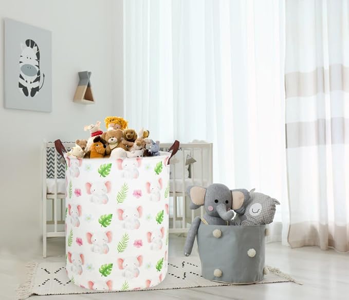 Kids Laundry Hamper,Elephant Laundry Basket Collapsible Space Storage Baskets for Home Decor,Office,Toy Organizer,(Cute elephant