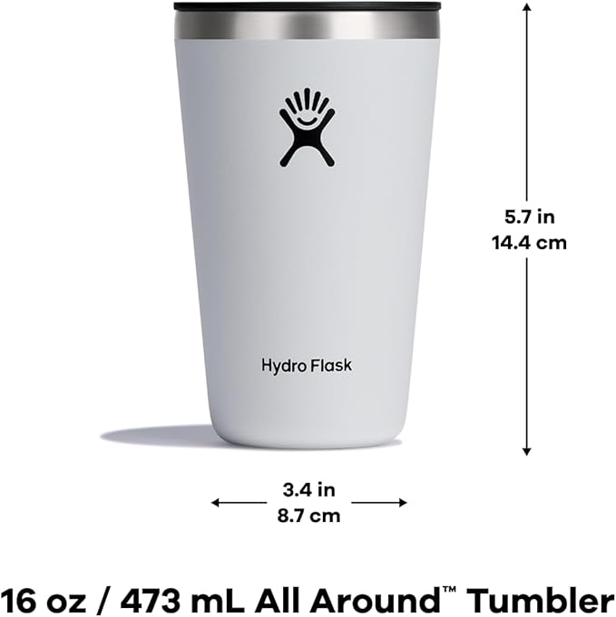 Hydro Flask All Around Stainless Steel Tumbler with Lid and Double-Wall Vacuum Insulation