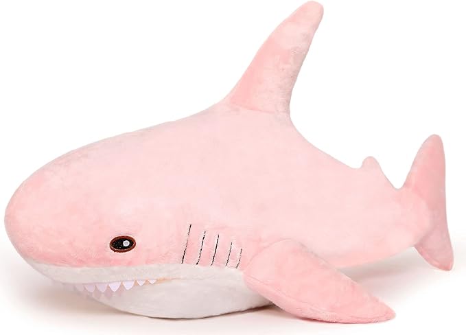 MorisMos Shark Pillow Giant Stuffed Shark, Baby Shark Plush Toy Shark Toys, Big Shark Stuffed Animal, Pink, 32in