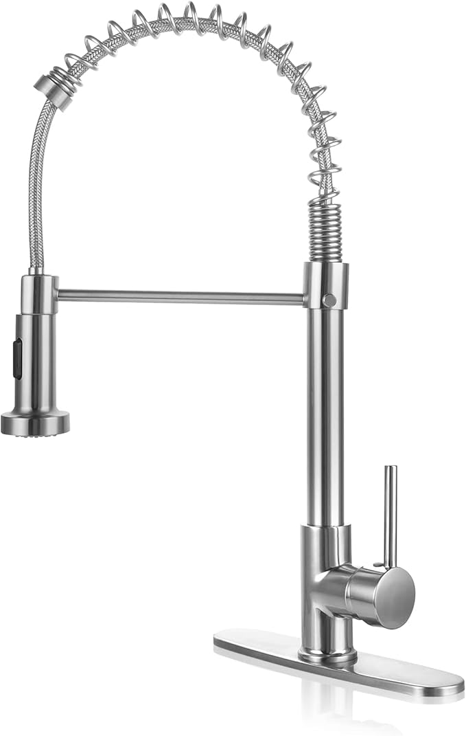 Kitchen Faucets Brushed Nickel,Kitchen Sink Faucets,Kitchen Faucet with Pull Down Sprayer Brushed Nickel Kitchen Faucet for Kitchen Sink RV Stainless Steel Kitchen Faucet Single Hole Kitchen Faucet