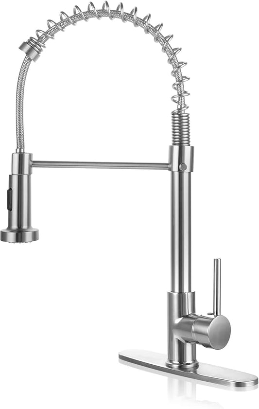 Kitchen Faucets Brushed Nickel,Kitchen Sink Faucets,Kitchen Faucet with Pull Down Sprayer Brushed Nickel Kitchen Faucet for Kitchen Sink RV Stainless Steel Kitchen Faucet Single Hole Kitchen Faucet