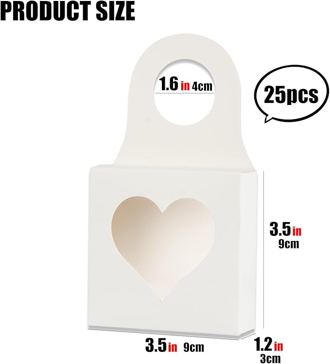 CAIRIAC Kraft Paper Wine Bottle Box with Window, Foldable Wine Gift Favor Boxes for Cookies Chocolates Hanging Boxes for Wine Bottle Champagne Drinks Gifting, 25 Pack Bottle Hanger Boxes (White)