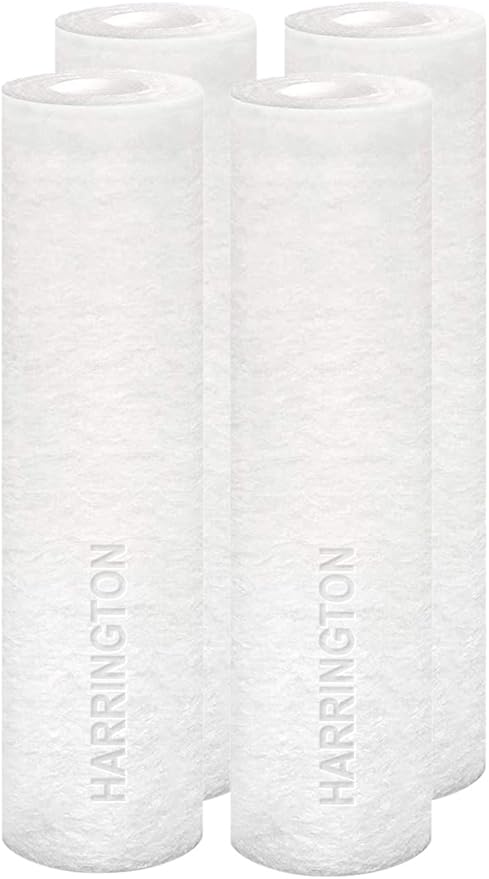 Harrington HVV1-10N 1 Micron 10" x 2.5" Premium Sediment Water Filter Replacement Cartridge - Made in USA - for Any Standard RO Unit | Whole House Sediment Filtration (Pack of 4)