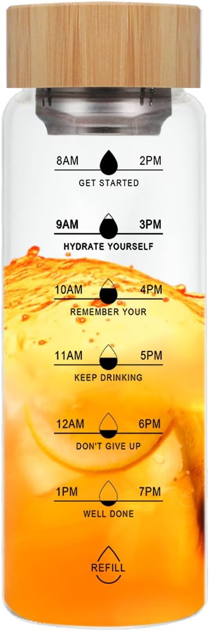 25oz Glass Water Bottle, Leak-Proof, with Stainless Steel Tea Infuser, BPA-Free, Suitable for Office, Car, Gym, and Travel, Reusable, for Hot and Cold Beverages (Circular-25oz)