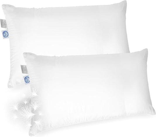 East Coast Bedding Elite Premium Down Sleeping Pillow 600 Fill Power White Down Available in Soft, Medium & Firm 400 Thread Count Cotton Shell Premium Comfort - Made in The U.S.A