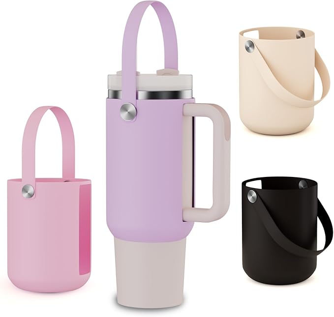 Silicone Handle Bag for Stanley 40 oz Tumbler with Handle, Holder for Stanley Tumbler Easy to Go Out - PURPLE