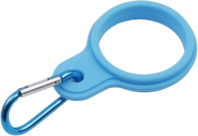 HEVSTIL 8Pcs Water Bottle Clip, Silicone Water Bottle Carrier Water Bottler Holder with Keychain Clip Ring for Outdoor Activities or Daily Use,Blue