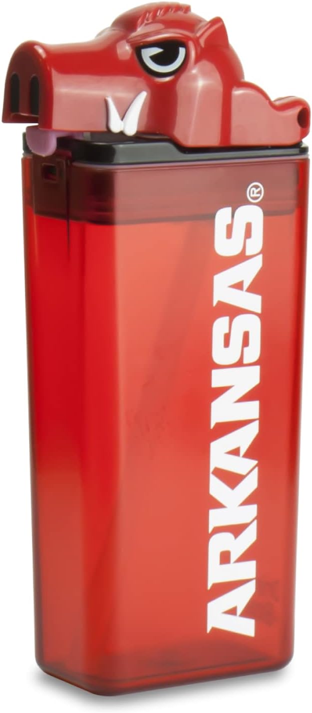 Reusable Water Bottle | Officially Licensed NCAA Sports Bottle | BPA Free | Dishwasher Safe | Big Red Mascot | 12 oz Drink in the Box - University of Arkansas