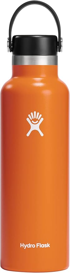 Hydro Flask Stainless Steel Standard Mouth Water Bottle with Flex Cap and Double-Wall Vacuum Insulation