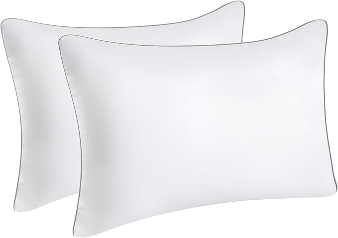 Bed Pillows for Sleeping Standard Size Set of 2 Pack Cooling Pillow Set of 2 for Side Back and Stomach Sleepers Down Alternative Filling Luxury Soft and Skin-Friendly