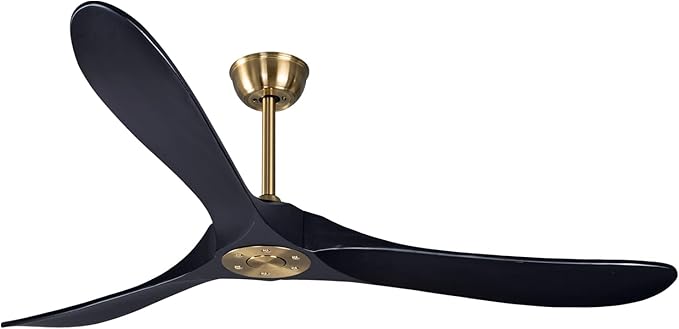 Bigzone 60" Black Ceiling Fan Without Light, DC Motor Quiet Energy Saving,3 Balsa Black Wood Blades,Wood Ceiling Fan With Remote Control, Reversible Blades