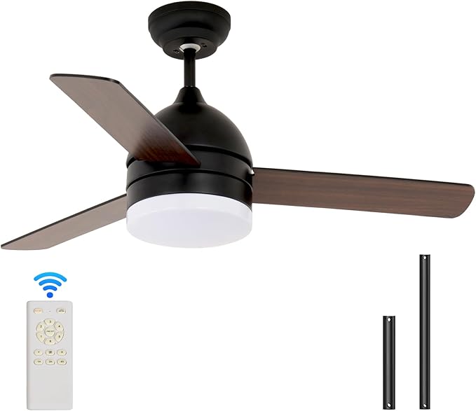 NicBex Ceiling Fan 48 Inch Ceiling Fans with Lights Ceiling Fan with 3 Blades and Remote Control Ceiling Fans with Reversible DC Motor for Bedroom, Living Room, Black