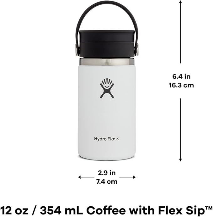 Hydro Flask Stainless Steel Wide Mouth Bottle with Flex Sip Lid and Double-Wall Vacuum Insulation for Coffee, Tea and Drinks