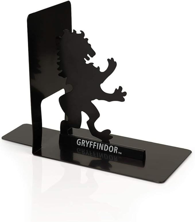 Harry Potter Metal Bookends - Black Hogwarts House Gryffindor Diecast Design - Decorative Book Holder - Home, Office, Kitchen, Room Decor - Books Collection Display for Shelves - Desk Accessories Set