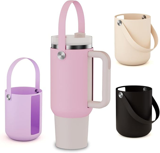 Silicone Handle Bag for Stanley 40 oz Tumbler with Handle, Holder for Stanley Tumbler Easy to Go Out - PINK