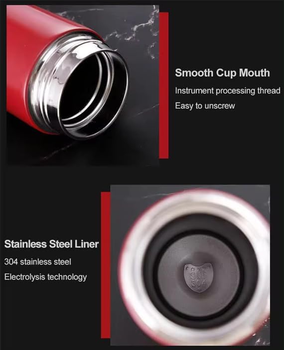 Smart Stainless Steel Water Bottle with LED Temperature Display, 16oz (480ml), Double Wall, Reusable Tumbler (Pink)