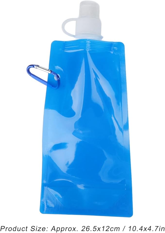 SWOQ Folding Drinking Water Bottle, Collapsible Water Bottles Blue 480ml 3pcs Ultralight for Camping for Cycling for Jogging