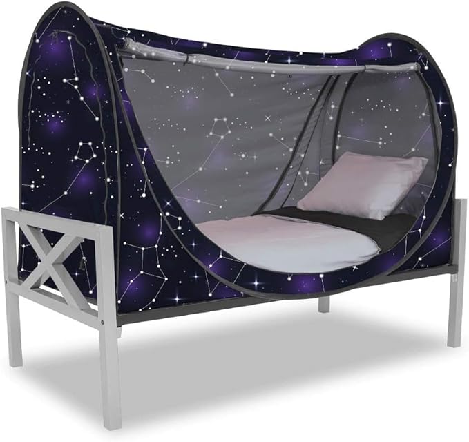 Privacy Pop up Eclipse Bed Tent Bed Drapes (Starry Constellation, Full)