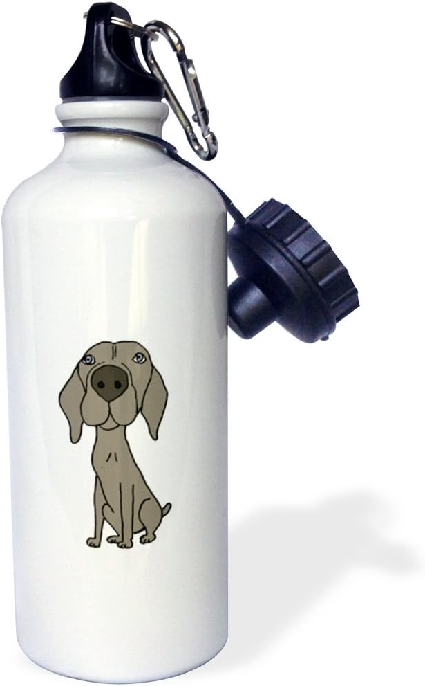 3dRose Cute Weimaraner Puppy Dog Cartoon-Sports Water Bottle, 21oz , Multicolored