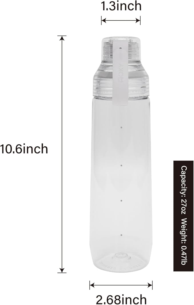 WOKY Ecozen 27oz Water Bottle - Clear Aesthetic Water Bottle with Silicone Carry Strap, Leak Proof and Reusable, Ideal for Gym, Travel, and Everyday Use (Clear)